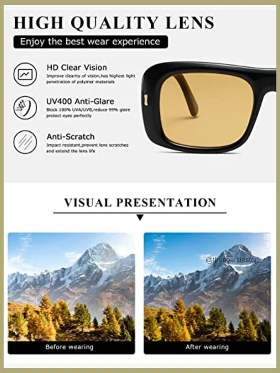 Retro Oversize Square Frame Sunglasses UV400 Polarized Shield - Picture 6 of 7